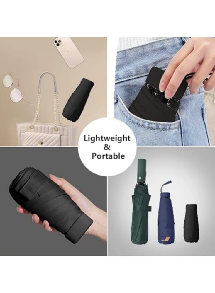 PocketGuard Mini Travel Umbrella+Storage Box UPF 50+ Sun & Rain 6-Fold More robust Lightweight Compact Parasol (Deep Black) - Image 4